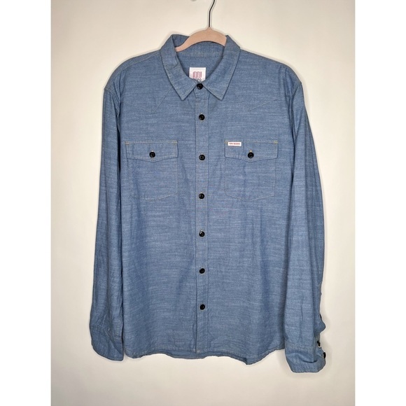 Topo Designs Other - Topo Designs Chambray Button Down Blue Western Long Sleeve Cotton Men's Size XL